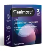Feelmore презервативы 3в1, презерватив, 3 шт, с ребристой и точечной поверхностью фото