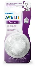 AVENT Natural Соска силиконовая для новорожденных медленный поток, 2 шт, 0+ мес, арт. SCF040/27 фото