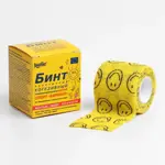 Вариант Спорт Бинт когезивный самофиксирующийся, 5 см х 4.5 м, 1 шт, желтого цвета, смайл фото 2