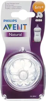 AVENT Natural Соска силиконовая, быстрый поток, 2 шт, 6+ мес, арт. SCF044/27 (SCF654/27) (80540) фото