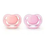 AVENT Ultra Air пустышка силиконовая ортодонтическая с футляром, 0-6 месяцев, 2 шт, для девочек, арт. SCF245/20 фото