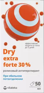 Витатека Dry Extra Forte, 30 %, антиперспирант ролик, 50 мл, 1 шт. фото