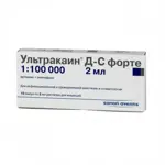 Ультракаин Д-С форте, 40 мг+0.01 мг/мл, раствор для инъекций, 2 мл, 10 шт, с эпинефрином фото