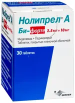 Нолипрел А Би-форте, 2.5 мг + 10 мг, таблетки, покрытые пленочной оболочкой, 30 шт. фото