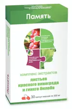 Комплекс экстрактов листьев красного винограда и гинкго билоба, капсулы, 30 шт. фото 