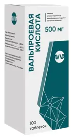 Вальпроевая кислота, 500 мг, таблетки пролонгированного действия, покрытые пленочной оболочкой, 100 шт. фото