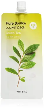 Missha Pure Source Pocket pack Маска кремовая ночная, маска для лица, 10 мл, 1 шт, с экстрактом зеленого чая фото