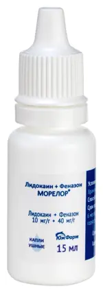 Лидокаин + Феназон Морелор, 10 мг/г + 40 мг/г, капли ушные, 17.1 г (15 мл), 1 шт. Лидокаин + Феназон Морелор, 10 мг/г + 40 мг/г, капли ушные, 17.1 г (15 мл), 1 шт. фото 3
