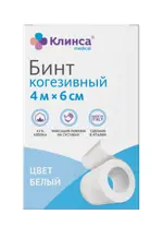 Клинса бинт эластичный самофиксирующийся на пропиленовой основе, 6 см х 4 м, 1 шт, белый фото