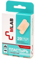 Mlab Пластырь медицинский стерильный бактерицидный с антисептиком, 1.9 см х 7.2 см, 20 шт, полимерная основа фото