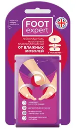 Foot Expert Набор гидроколлоидных лейкопластырей от влажных мозолей, пластырь, 5 шт, 4.4 х 6.9 см - 2 шт, 1.8 х 6.1 см - 1 шт, 2.0 х 6.0 см - 2 шт фото