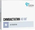 Симвастатин, 40 мг, таблетки, покрытые пленочной оболочкой, 30 шт. фото