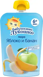 Бабушкино Лукошко Пюре, пюре, 90 г, 1 шт, яблоко + банан фото