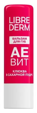 Librederm Аевит бальзам для губ, бальзам, 4 г, 1 шт, клюква в сахарной пудре фото 3