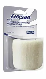 Luxsan Бинт эластичный самофиксирующийся на полипропиленовой основе, 6 см х 4 м, бинт эластичный, 1 шт, белый фото