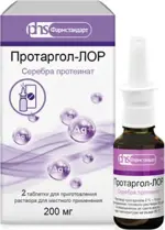 Протаргол-ЛОР, 200 мг, таблетки для приготовления раствора для местного применения, 2 шт, флакон с распылителем фото