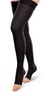 Чулки компрессионные кругловязаные до бедра с открытым мыском, 2 класс компрессии, р. 5, 1 шт, черного цвета фото