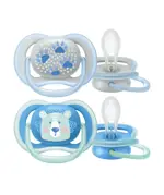 AVENT Ultra Air пустышка силиконовая ортодонтическая с футляром, 6-18 месяцев, 2 шт, для мальчиков, арт. SCF085/03 фото