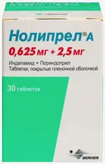 Нолипрел А, 0.625 мг + 2.5 мг, таблетки, покрытые пленочной оболочкой, 30 шт. фото