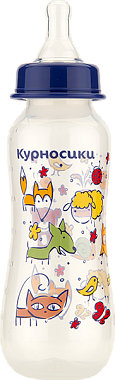 Курносики бутылочка для кормления Зверята приталенная с 2 силиконовыми сосками 0 мес+, 250 мл, 1 шт, арт. 11121 фото 4