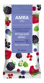 Amra Салфетки влажные освежающие, 15 шт, в ассортименте Amra Салфетки влажные освежающие, 15 шт, в ассортименте фото 6