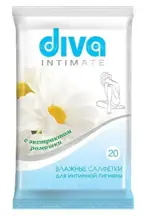 Diva салфетки влажные для интимной гигиены с ромашкой, салфетки, 20 шт. фото