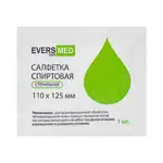 Evers med Салфетка спиртовая антисептическая, 110 х 125 мм, салфетки стерильные, 1 шт. фото