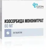 Изосорбида мононитрат, 60 мг, таблетки с пролонгированным высвобождением, покрытые пленочной оболочкой, 30 шт. фото 