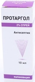 Протаргол, 2%, раствор для наружного применения, 10 мл, 1 шт, флакон с распылителем фото 