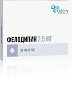 Фелодипин, 2.5 мг, таблетки пролонгированного действия, покрытые пленочной оболочкой, 30 шт. фото 